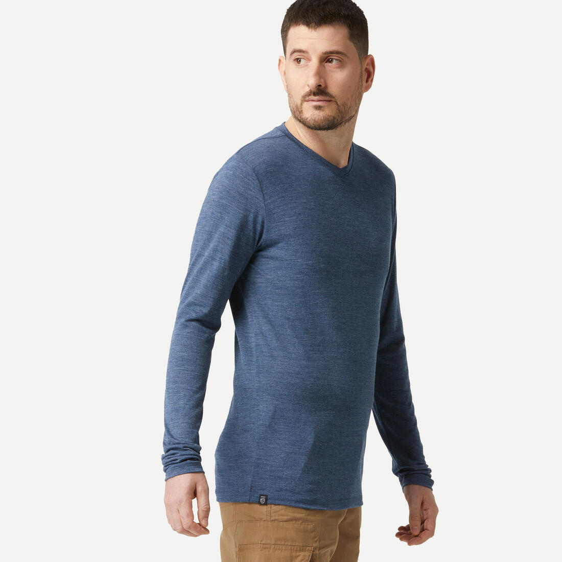 Men's long-sleeved Merino wool trekking t-shirt - TRAVEL 500