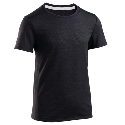 





Boys' Breathable Synthetic Short-Sleeved Gym T-Shirt S500 - Black