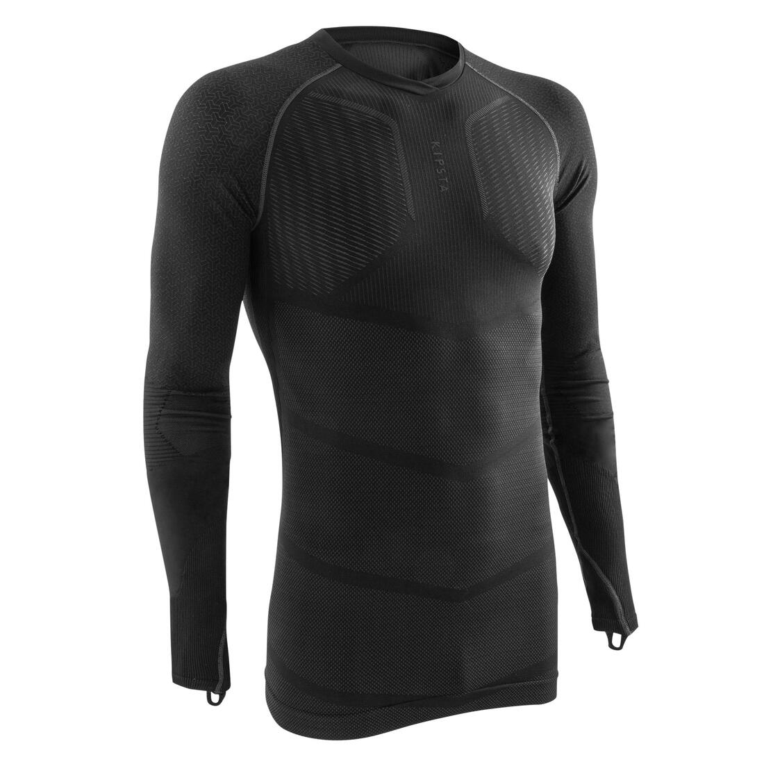 Adult Long-Sleeved Thermal Base Layer Top Keepdry 500 - Black