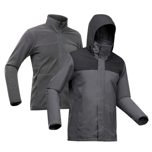 





Men's 3-in-1 Waterproof Travel Trekking Jacket Travel 100 0°C - Grey