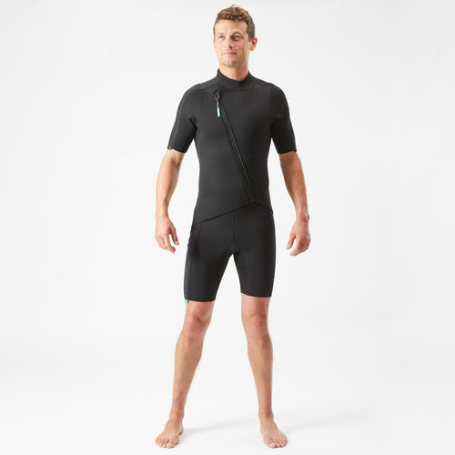 





Men's 2 mm neoprene shorty wetsuit with diagonal front zip Easy