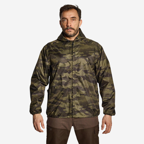 





HUNTING JACKET 100 LIGHTWEIGHT AND WATERPROOF CAMO GREEN