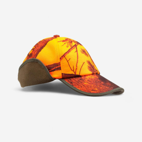 





Orange camouflage hunting cap with flap