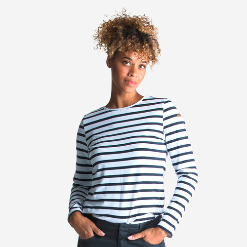 





Women's Sailing Long-sleeved Sailor's T-short 100 blue white