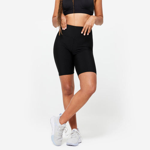 





Women's High-Waisted Fitness Cardio Cycling Shorts - Black