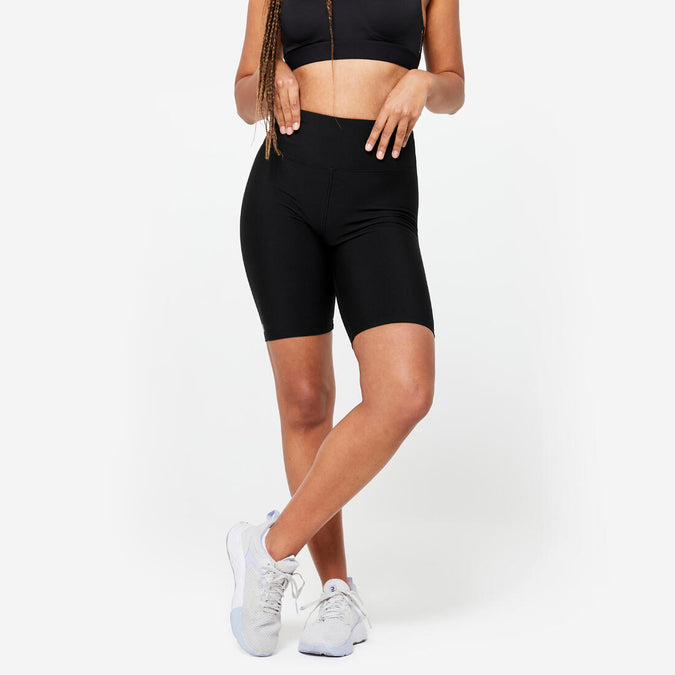 





Women's High-Waisted Fitness Cardio Cycling Shorts - Black, photo 1 of 4