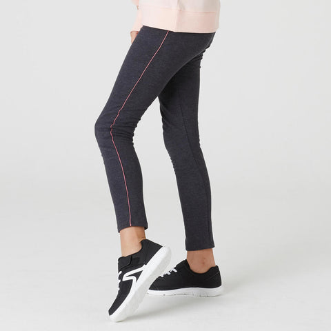 Girls' Warm Jogging Bottoms 500 - Mid Grey Marl