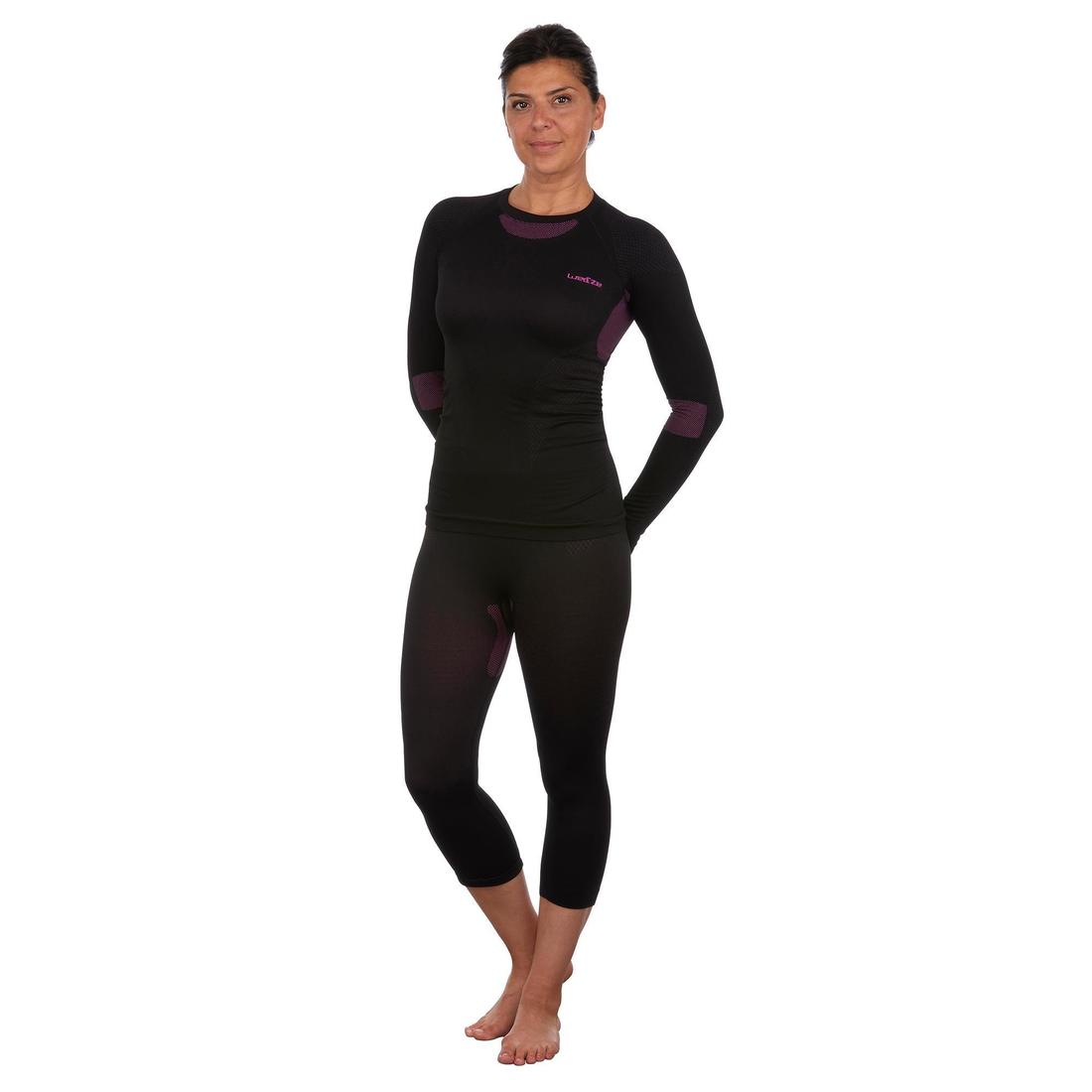 Women’s Seamless Ski Base Layer Bottom - BL 580 I-Soft - Black/Purple