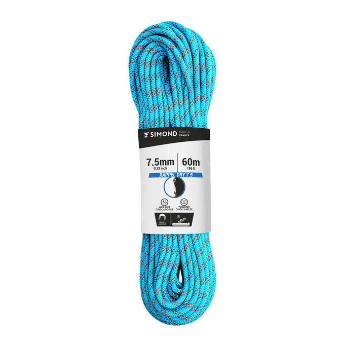 





Double dry climbing and mountaineering rope 7.5 mm x 60 m - RAPPEL 7.5 Blue, photo 1 of 2