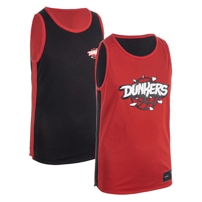 





Kids' Reversible Sleeveless Basketball Jersey T500R - Black/Red Dunke, photo 1 of 6