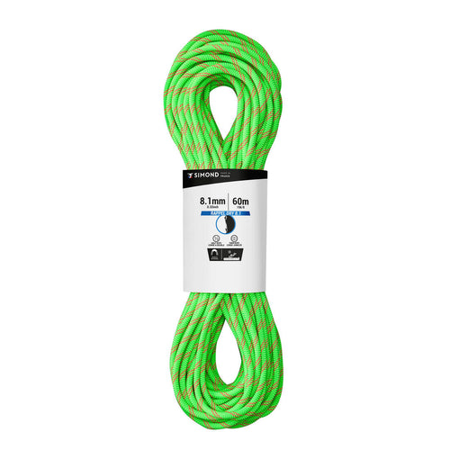 





Double dry climbing and mountaineering rope 8.1 mm x 60 m - Rappel 8.1 Green
