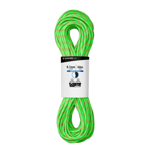 





Double dry climbing and mountaineering rope 8.1 mm x 60 m - Rappel 8.1 Green