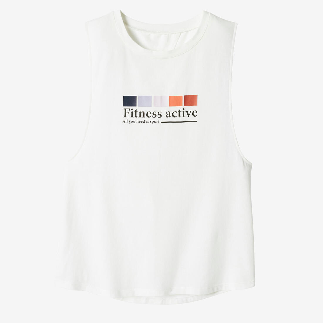 Women's Crew Neck Cotton Fitness Tank Top 500 Cosmeto - Glacier