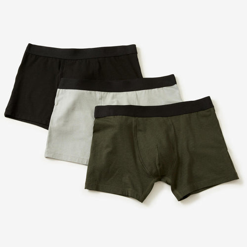 





Men's Fitness Boxer Shorts 500 Tri-Pack - Black/Grey/Dark Green