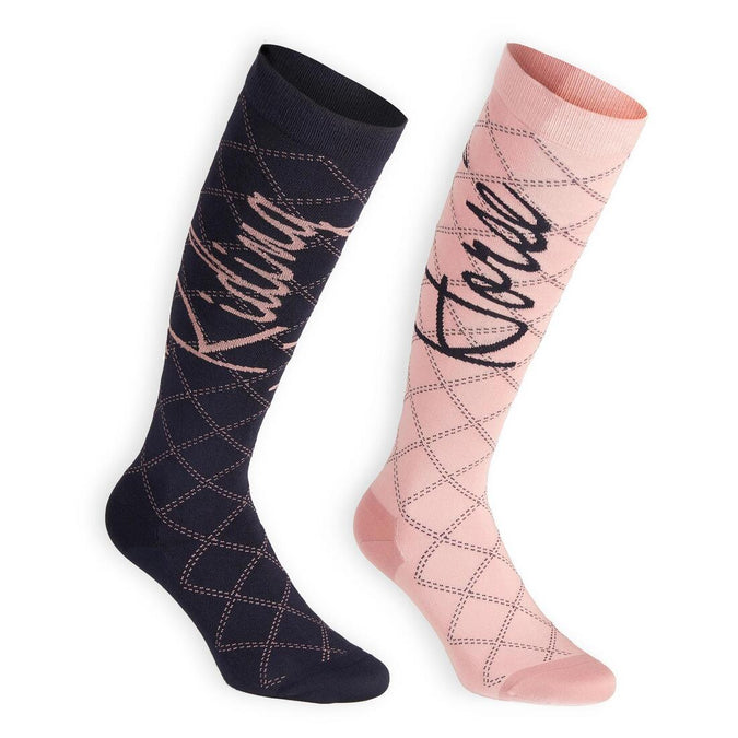 





Women's Horse Riding Light Socks 500 - Navy Blue/Pale Pink, photo 1 of 6