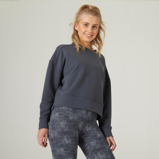 





Women's Loose-Fit Fitness Sweatshirt 120 - Grey, photo 1 of 5
