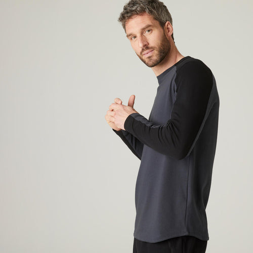 





Men's Long-Sleeved Fitted-Cut Crew Neck Cotton Fitness T-Shirt 520 - Carbon Grey