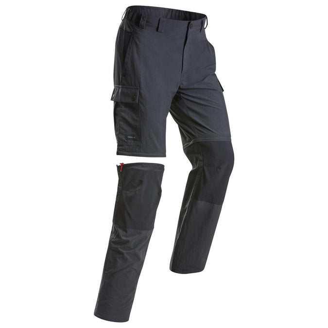 Women's 2-in-1 Hiking Pants - MT 100 Grey - Carbon grey, Black - Forclaz -  Decathlon