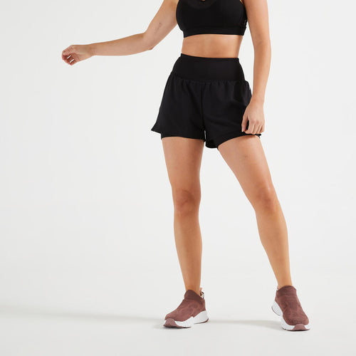 





Women's 2-in-1 Fitness Cardio Shorts - Black