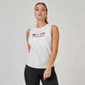 Women's Crew Neck Cotton Fitness Tank Top 500 Cosmeto - Glacier