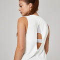 Women's Crew Neck Cotton Fitness Tank Top 500 Cosmeto - Glacier