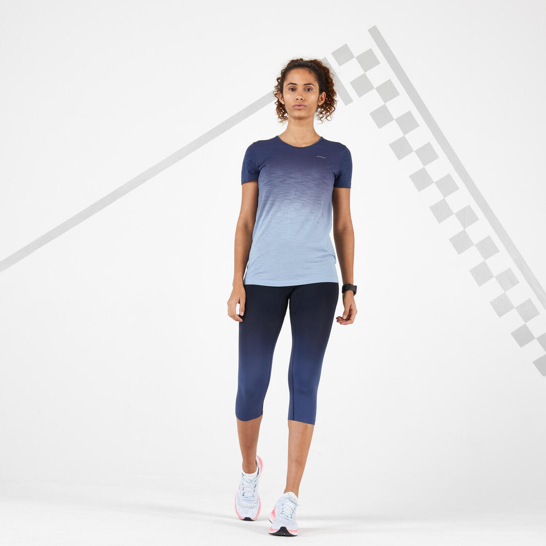Kiprun Care Women's Breathable Running Cropped Bottoms - Black / blue