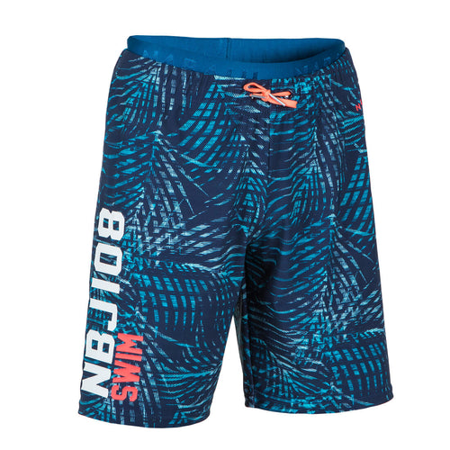 





Boys’ Swimming Shorts 100 Long - All-over Palm Blue