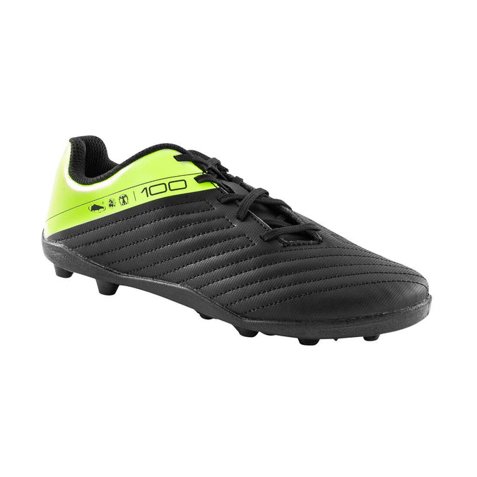 





Kids' Lace-Up Football Boots 100 FG - Black/Yellow, photo 1 of 8