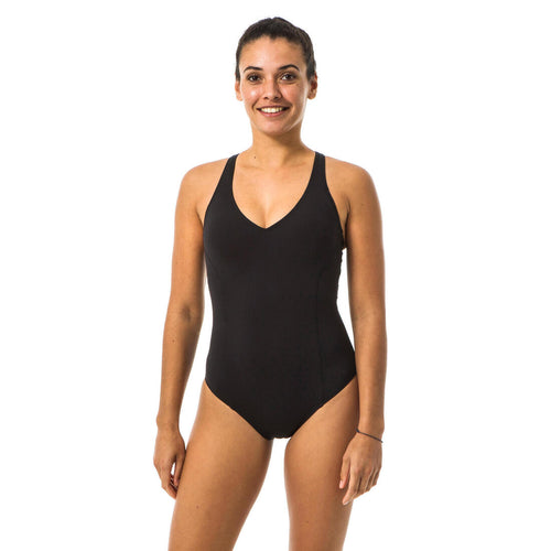 Women's Swimming One-Piece Swimsuit Lexa XP - Black and Green - Decathlon