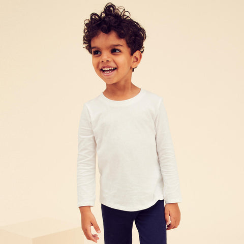 





Kids' Basic Cotton Long-Sleeved T-Shirt - White