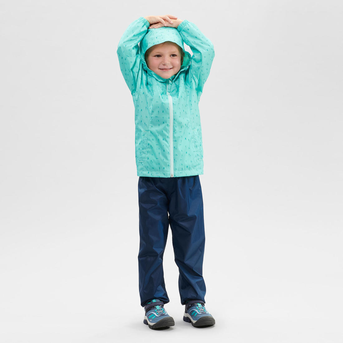 Kids’ Waterproof Hiking Over Trousers - MH100 Aged 2-6 - Navy Blue