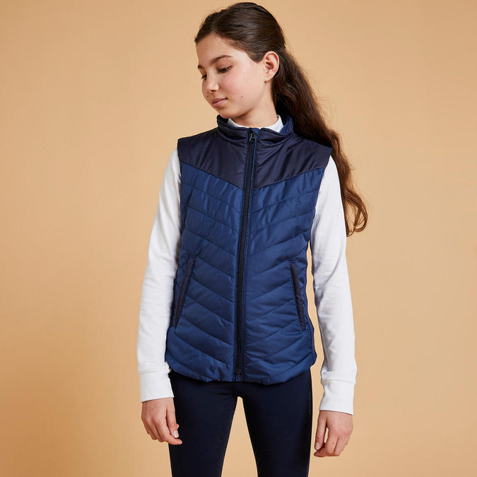 





Kids' Horse Riding Sleeveless Down Jacket 500 - Dark Blue/Navy, photo 1 of 5