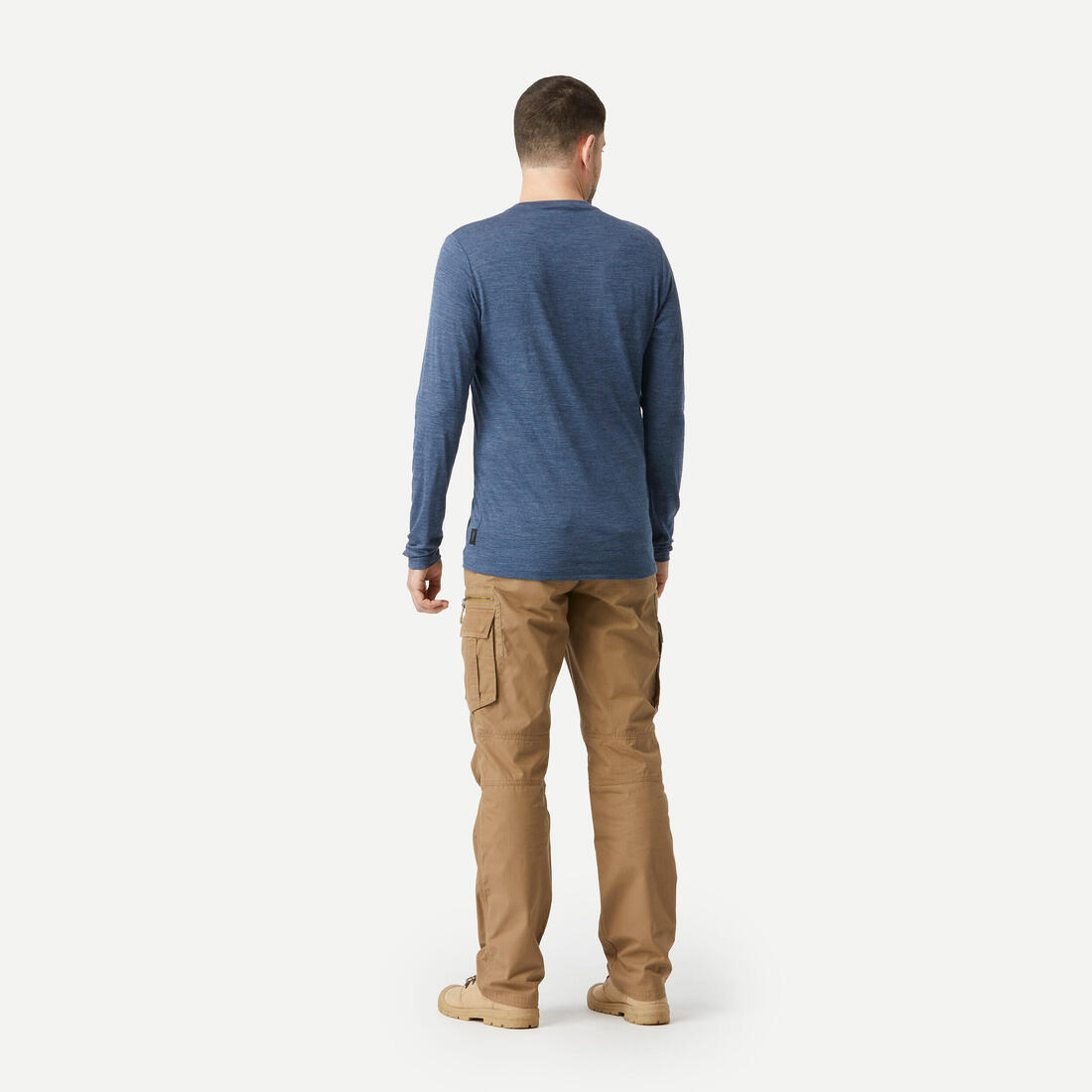 Men's long-sleeved Merino wool trekking t-shirt - TRAVEL 500