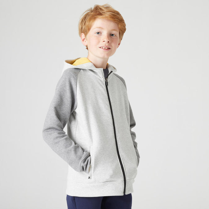 





Kids' Breathable Cotton Zip-Up Hoodie 900 - Light Grey Marl, photo 1 of 6