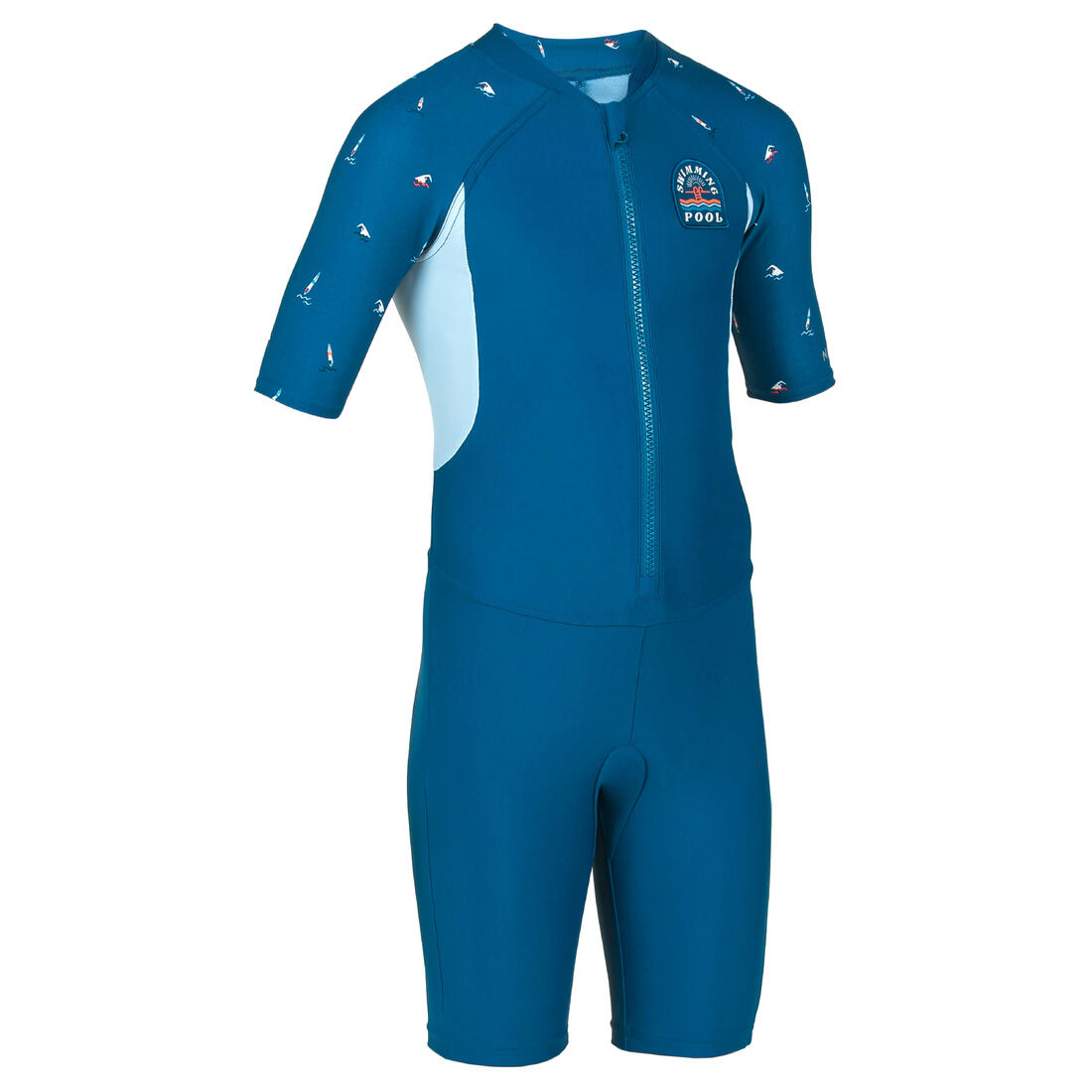 Boy's Wetsuit - Shorty 100 Short Sleeve - Navy Blue / Blue