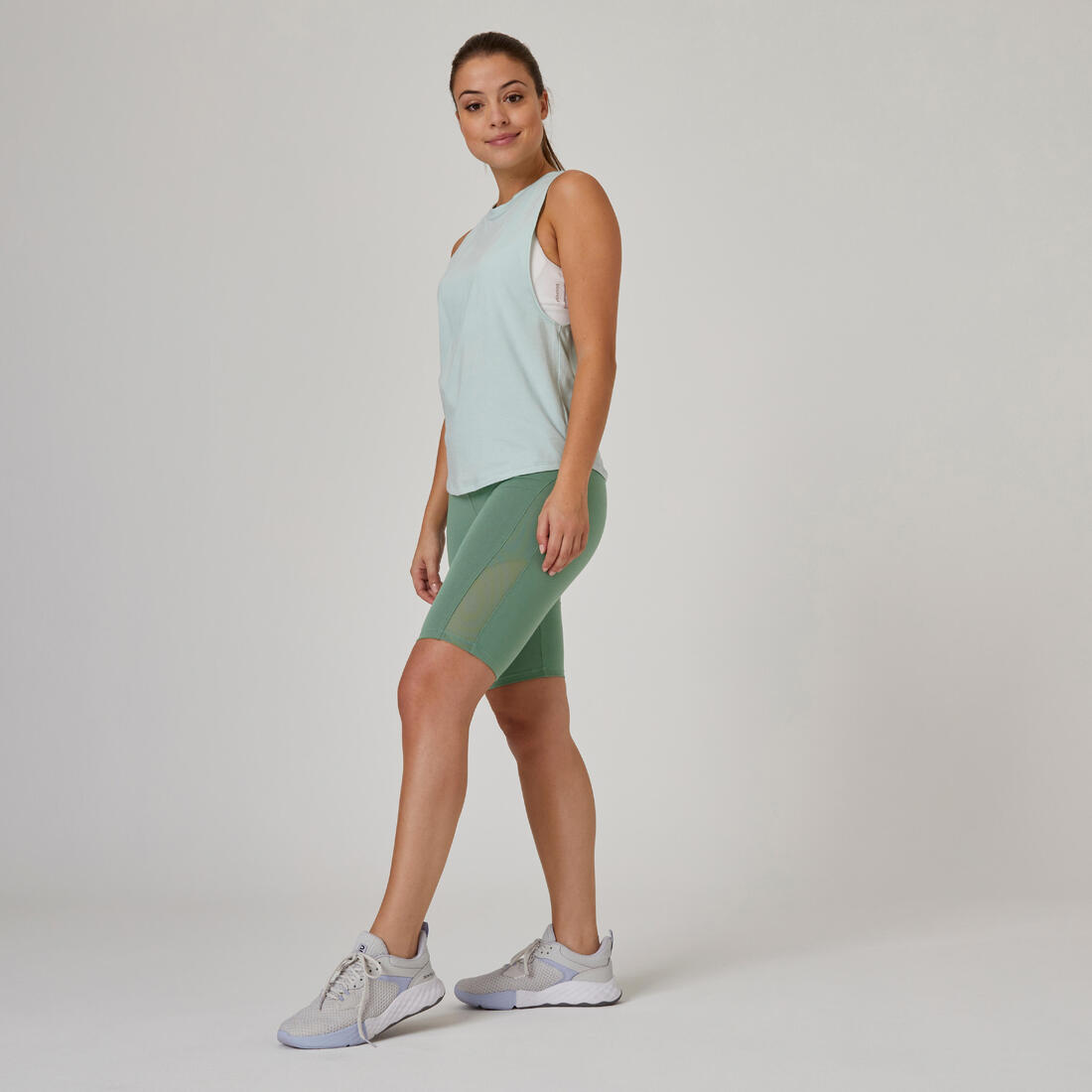 Women's Slim-Fit Cotton Fitness Cycling Shorts 520 Without Pockets