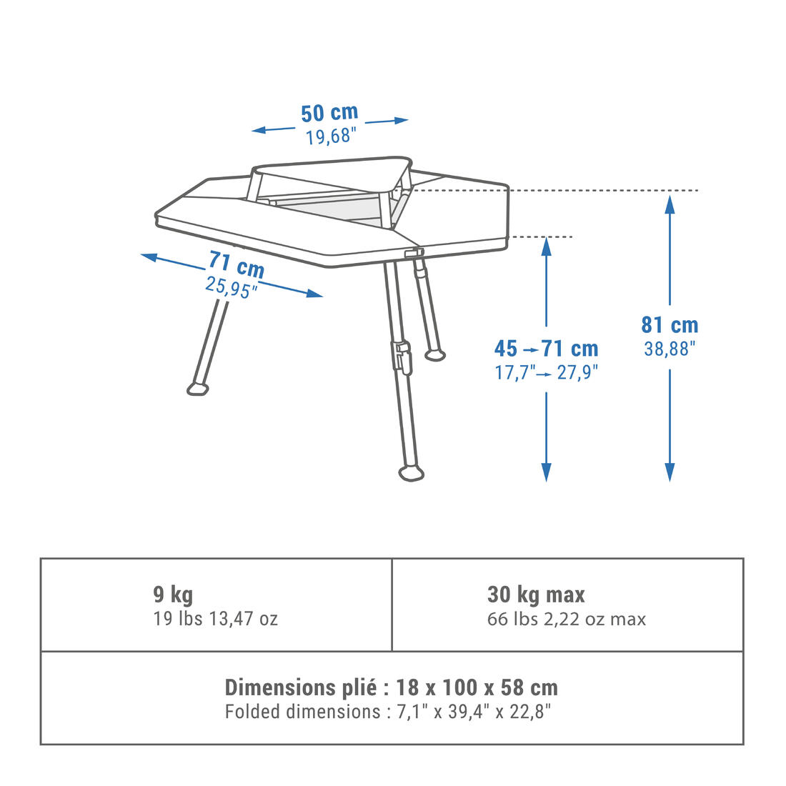 Hexagonal and sociable camping table - 6 person - Tepee