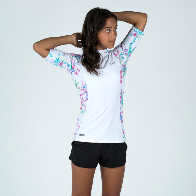 





Girl's anti-UV short-sleeved T-shirt - 500 Palm white, photo 1 of 6