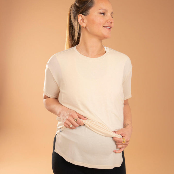 





Short-Sleeved Pregnancy Breast-Feeding Yoga T-Shirt - Beige, photo 1 of 6