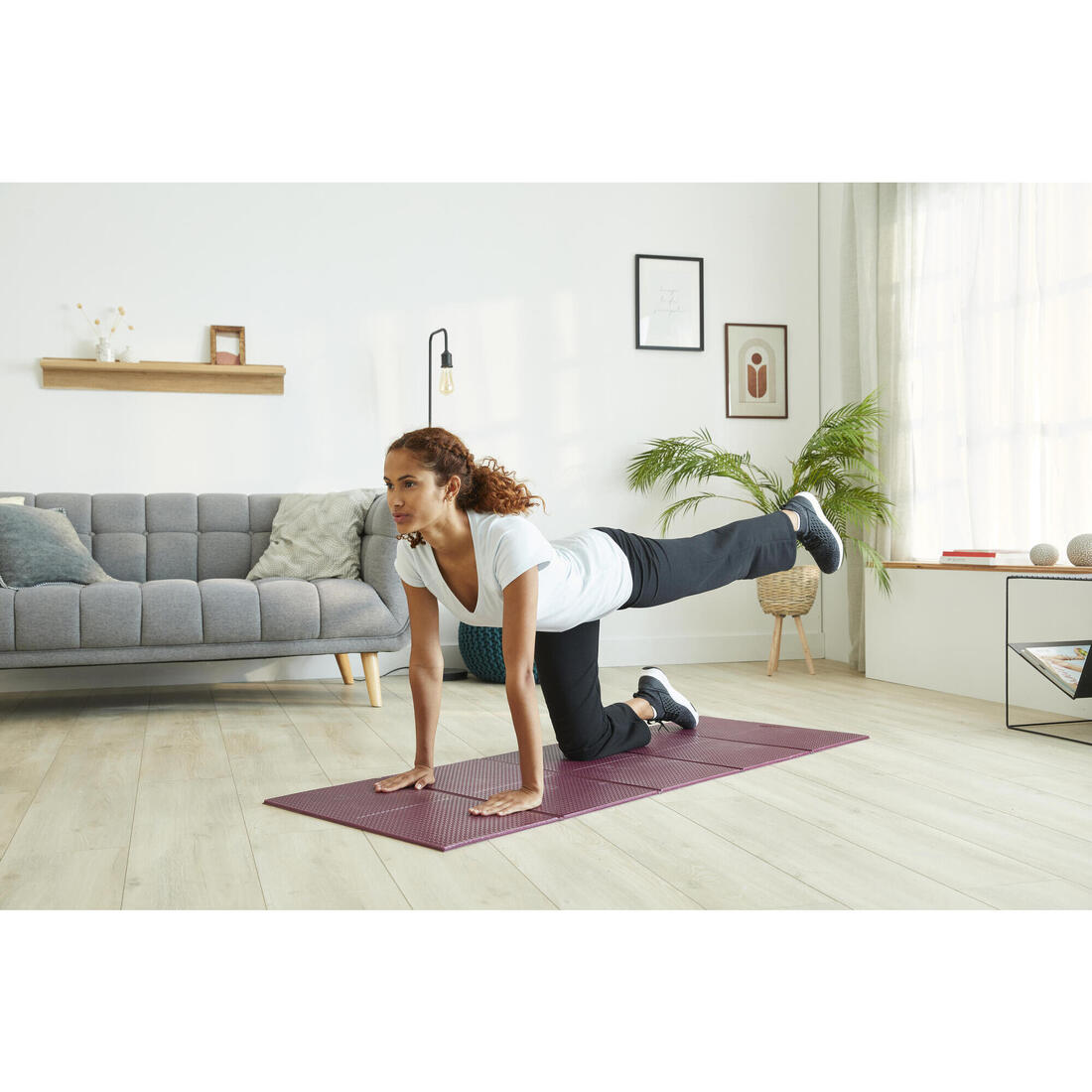 Folding Fitness Mat 100 - 160 cm x 58 cm x 7 mm