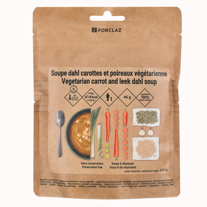 





Freeze-dried Vegetarian Soup - Carrot, Leek and Lentil Dhal - 45g, photo 1 of 3