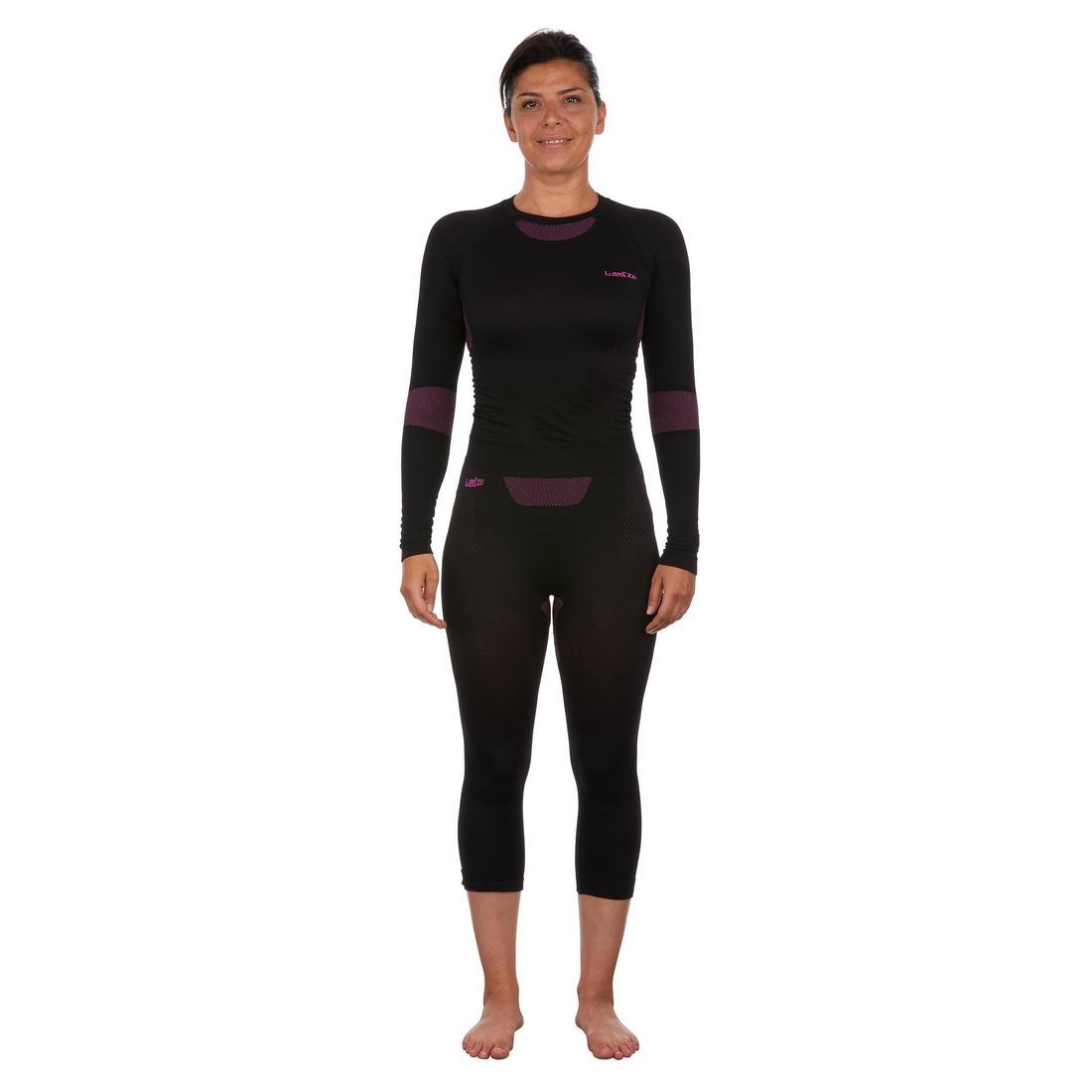 Women’s Seamless Ski Base Layer Bottom - BL 580 I-Soft - Black/Purple