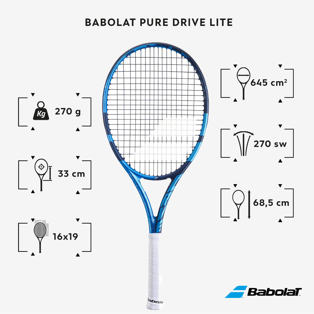 Adult Tennis Racket Pure Drive Lite 270g - Blue