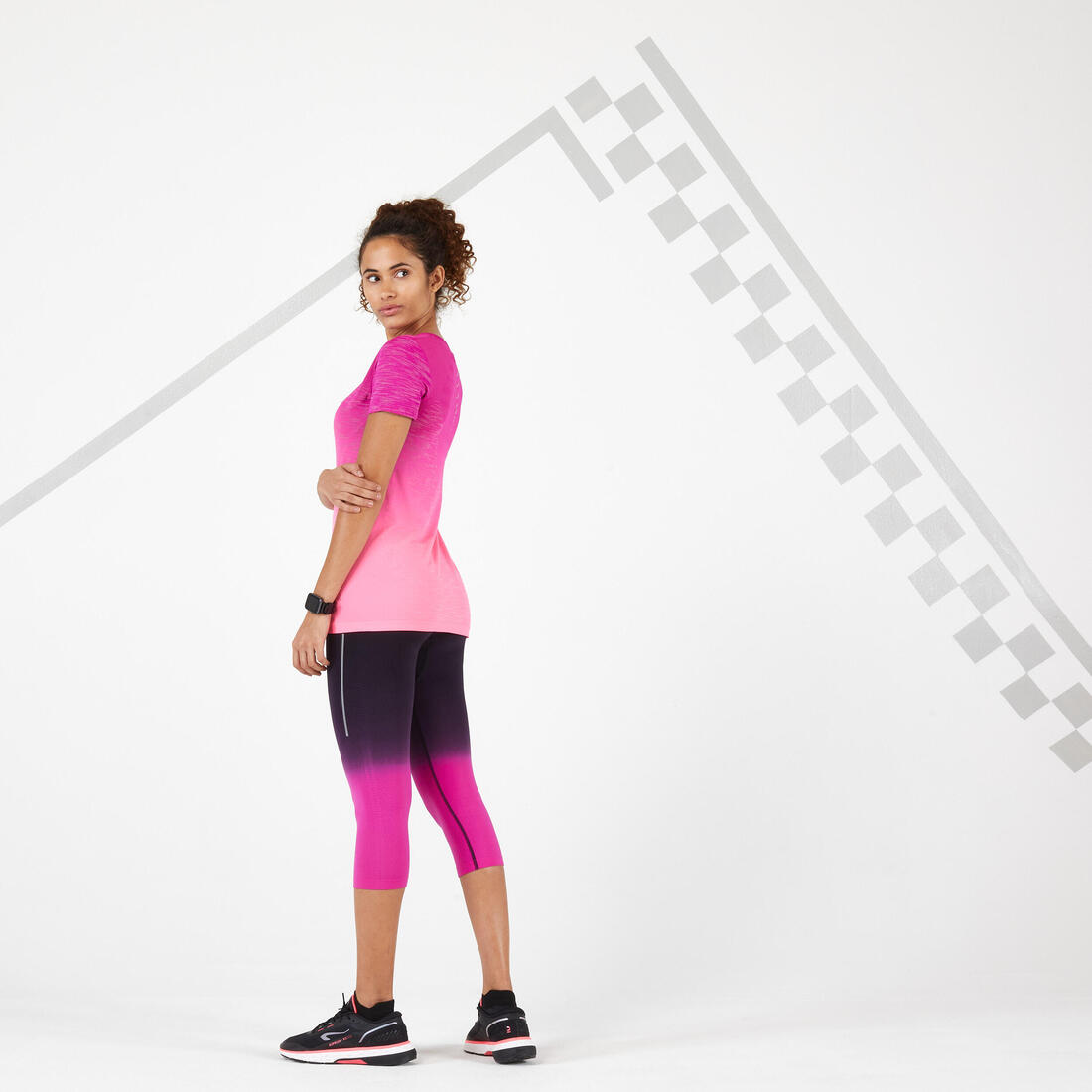Kiprun Care Women's Breathable Running Cropped Bottoms - Black / blue