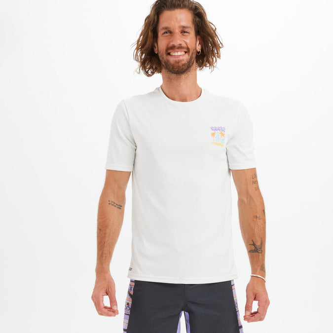 





Men's Surfing Short-Sleeved Anti-UV T-Shirt - Palm white, photo 1 of 9