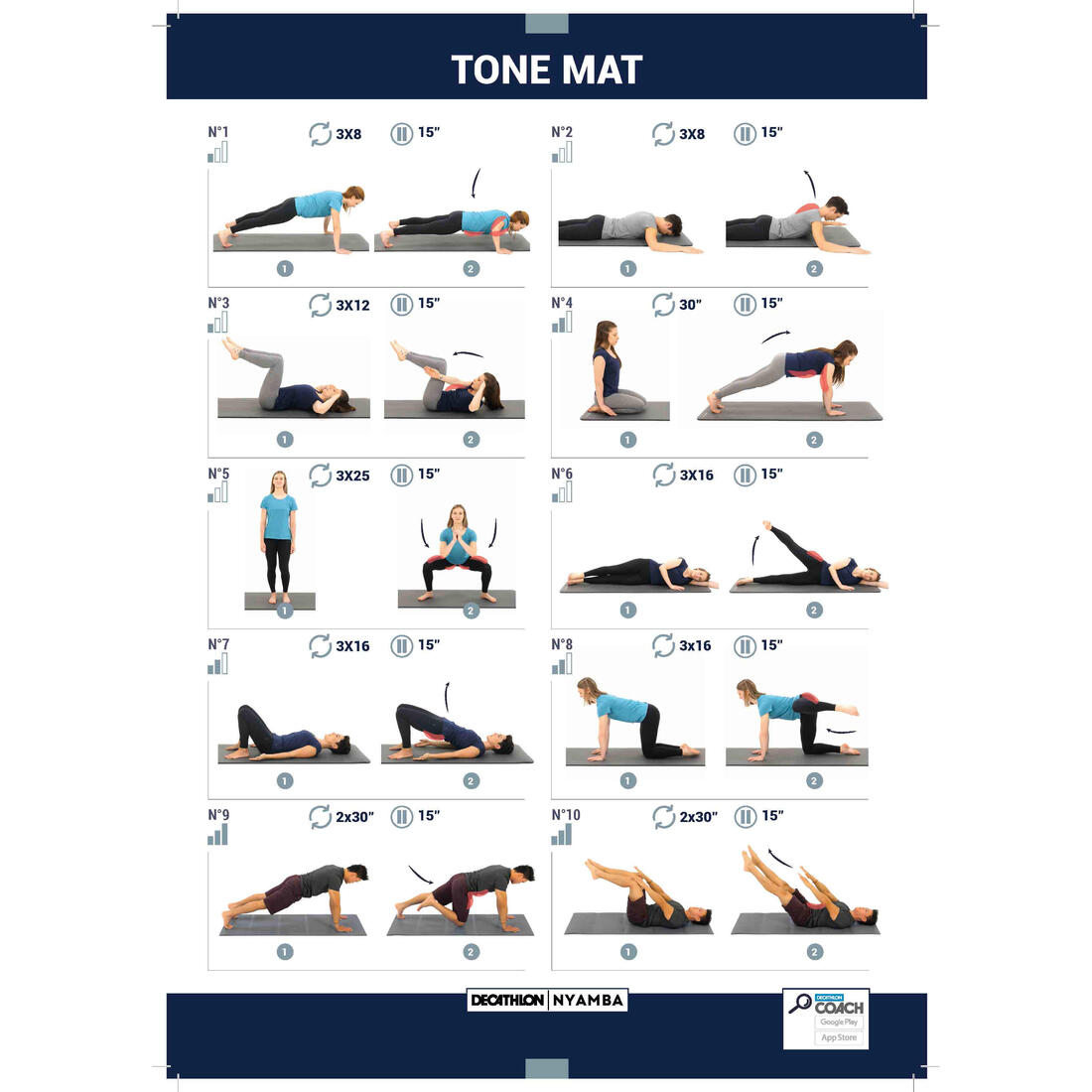 Folding Fitness Mat 100 - 160 cm x 58 cm x 7 mm