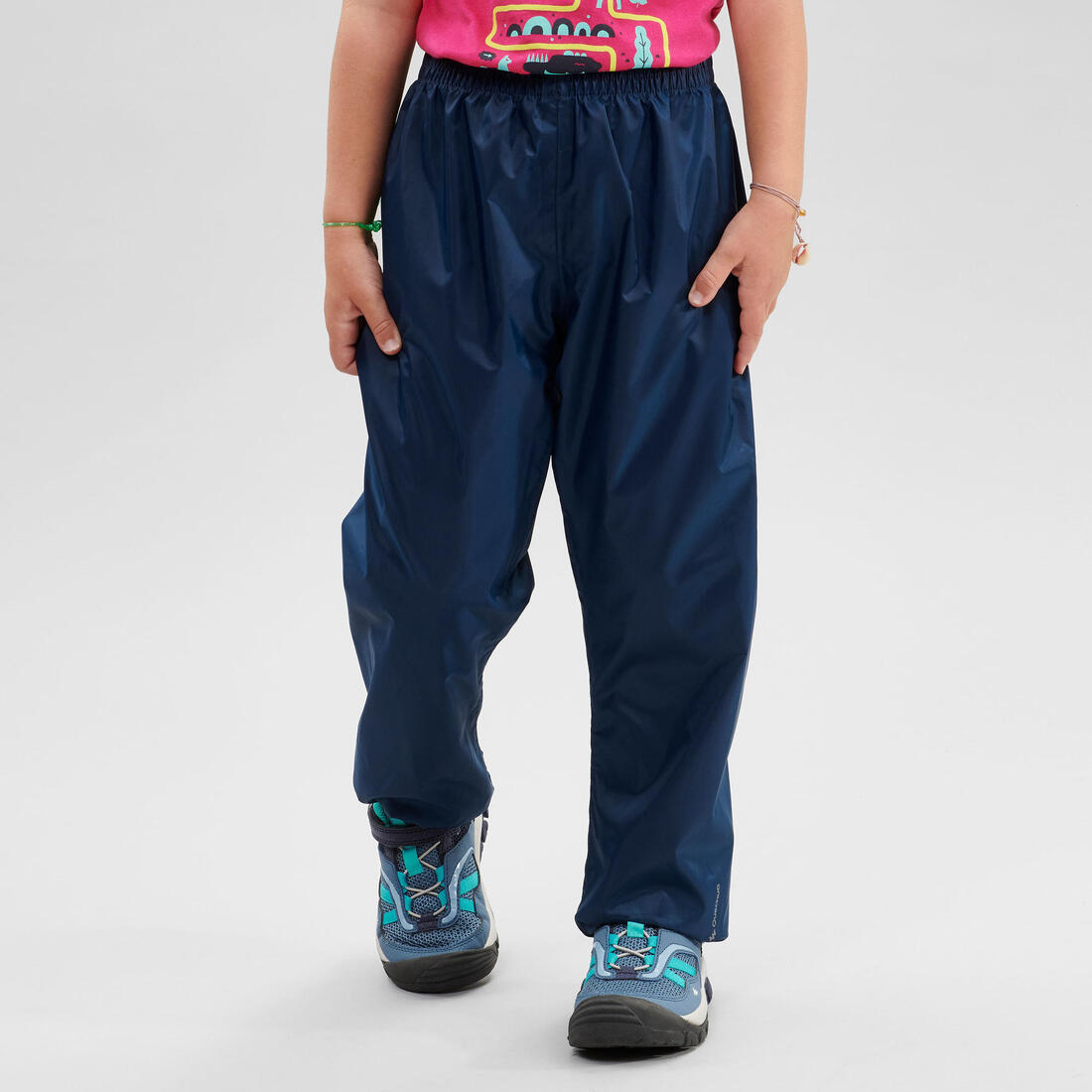 Kids’ Waterproof Hiking Over Trousers - MH100 Aged 2-6 - Navy Blue
